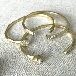 Druzy Gold Cuff Bracelet Set